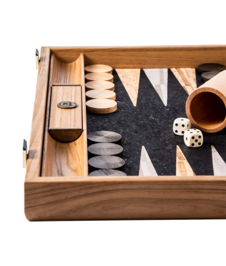 Jeu BackGammon Manopoulos « Hipster » + Gobelets à dés