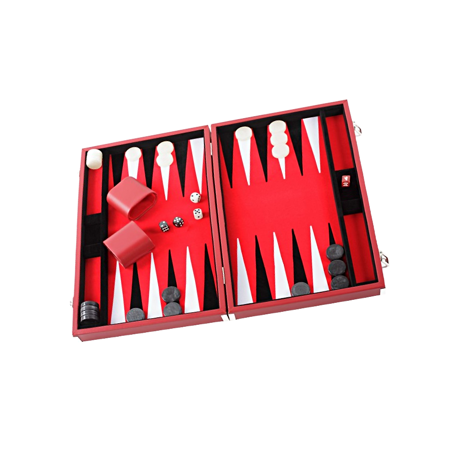 Backgammon Prestige Rouge 46 cm simili cuir BAC2510 Backgammon